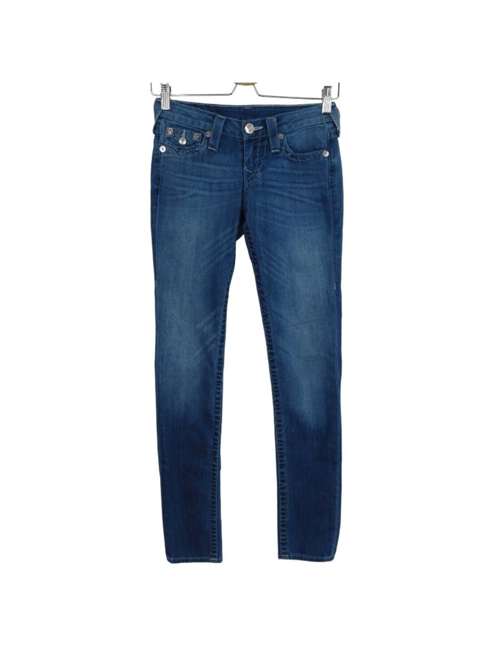 True Religion Womens 24 Hidden Pocket Skinny Jeans Medium Wash Blue Denim